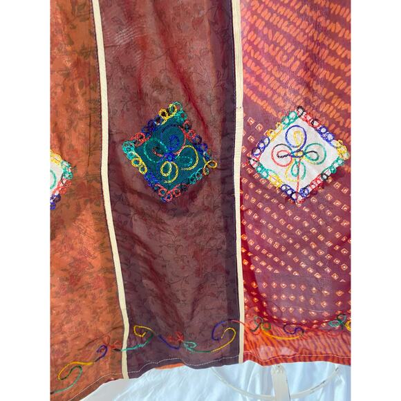 Made in Nepal Skirt Silk Boho Hippie Patchwork Colorful Size Small/Medium - Picture 8 of 13